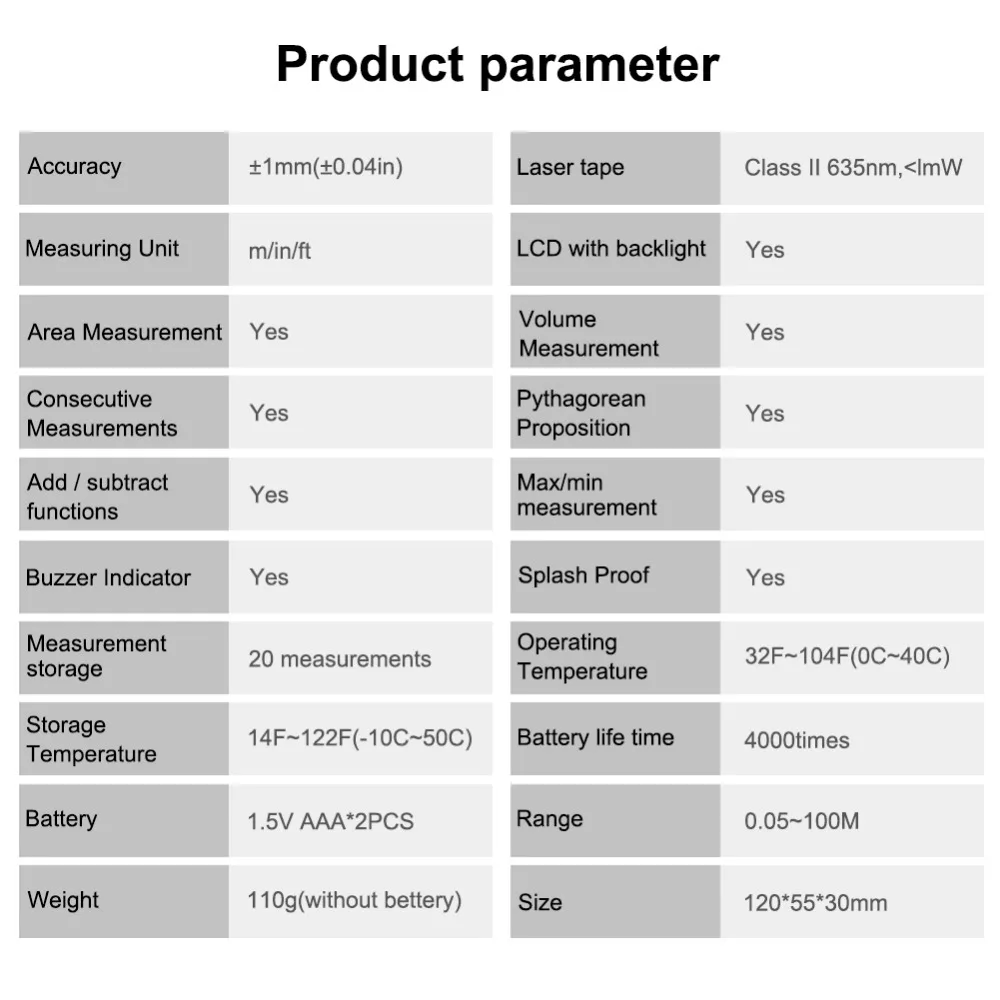 Лазерный дальномер yieryi устройство для измерения расстояния 100 м|distance measurer|laser