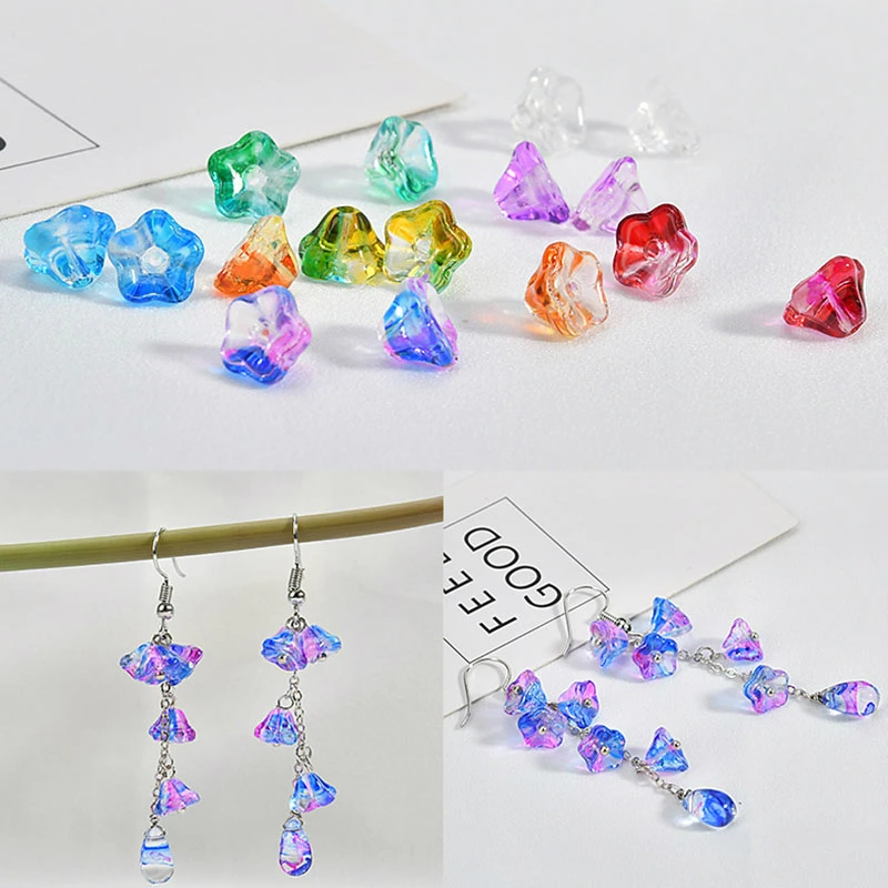 Imitation glass lotus mist trumpet flower DIY handmade earrings ear jewelry material bag antique accessories | Украшения и