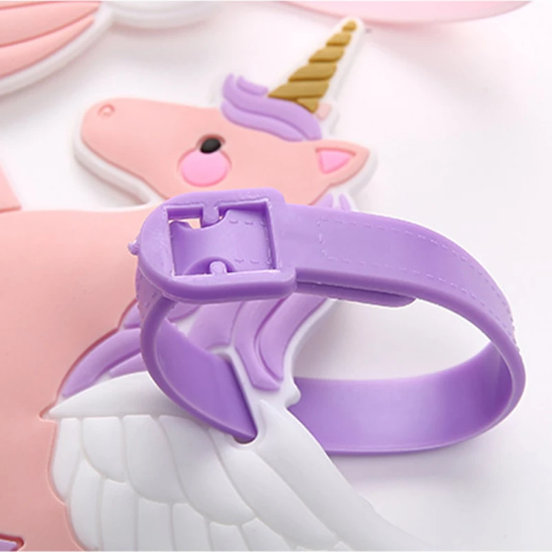 Милый Розовый Единорог бирка для чемодана аксессуары для путешествий ID адрес держатель для женщин багажная этикетка Органайзер силикация идентификатор