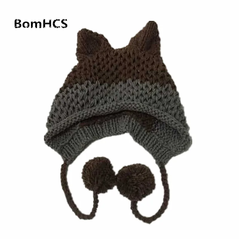 BomHCS трикотажная шляпа ручной работы с милыми лисьими ушками|knitted hat|handmade knit hatsbeanie