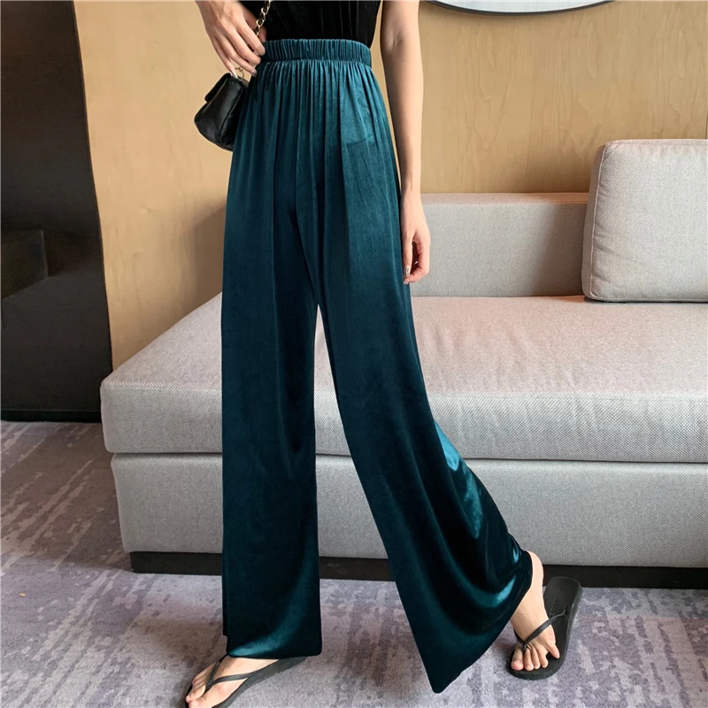 Женские свободные брюки с широкими штанинами летние яркие однотонные