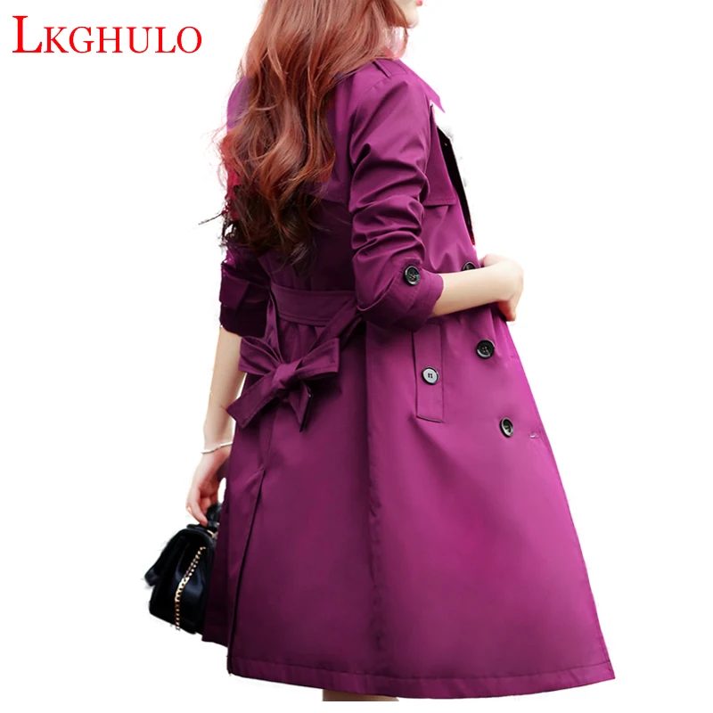 2018 новый модный двубортный Тренч средней длины женский тонкий плащ с поясом
