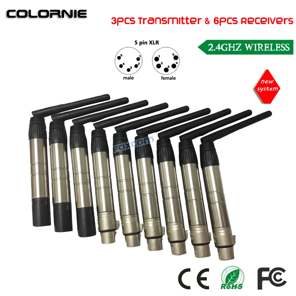 Бесплатная доставка DHL 9 шт./лот беспроводной контроллер DMX передатчик + приемник