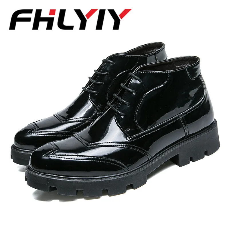 Brand Men Leather Boots Fashion Luxury Patent Ankle Shoes For Autumn Best Selling Office Working | Обувь
