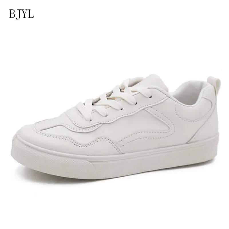 BJYL/Новинка весны 2019 tenis feminino Белые туфли на шнуровке Женская однотонная обувь из