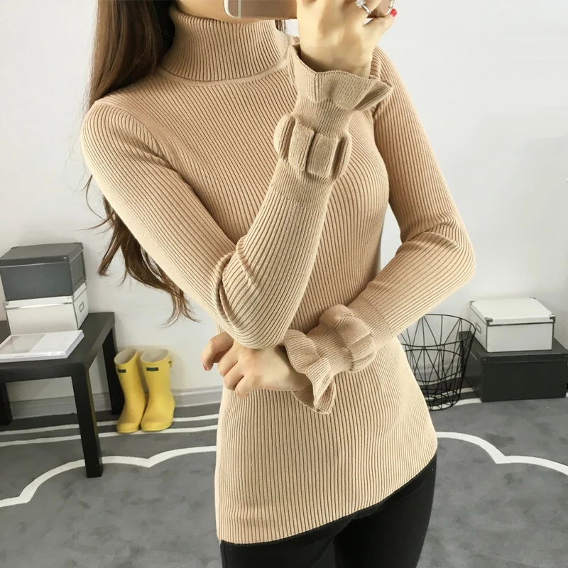 QIAOYI JIA Knitted Slim Warm Turtleneck Sweater Women 2017 Autumn Winter Sweaters And Pullovers Female Jumper Pull Femme | Женская