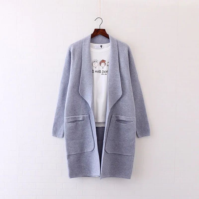 2018 осенняя и зимняя верхняя одежда новый женский свободный однотонный длинный