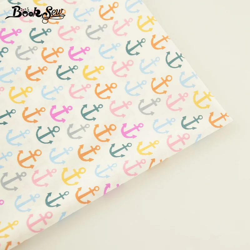 Booksew Вышивание ткани яркий Цвет якорь 100% хлопок саржа Ткань для ребенка beding кукла