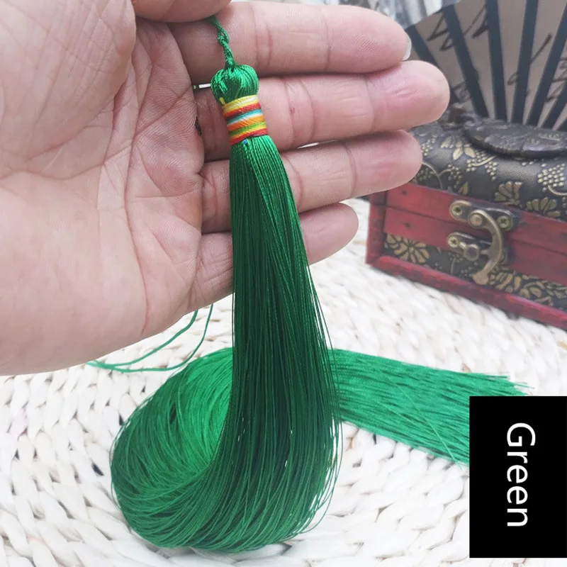 Green 2 шт. 33 см очень длинная оплетка кисточка DIY Ювелирные изделия домашний текстильный занавес одежда декоративная изготовление талисманы Подвески Ремесло кисточки - Цвет: Green