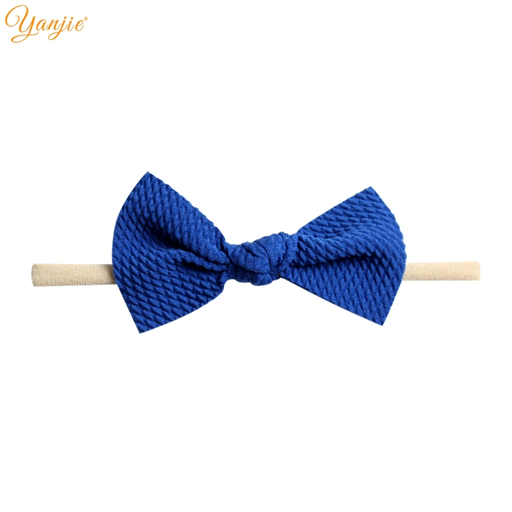 royal 12 шт./лот, для девочек, 3,5 дюймов, вафельный бант из нейлона, повязка на голову для детей,, мягкий бант, эластичная нейлоновая повязка на голову, повязка на голову, аксессуары для волос - Цвет: royal