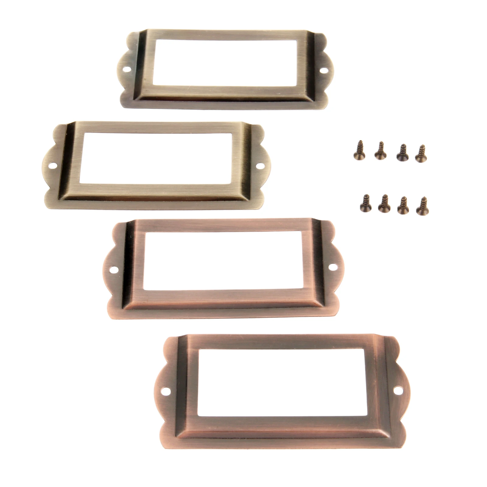 

2Pcs 85x42mm Antique Furniture Label Pull Frame Handle File Name Card Holder For Cabinet Drawer Wood Box Case Bin with Screws