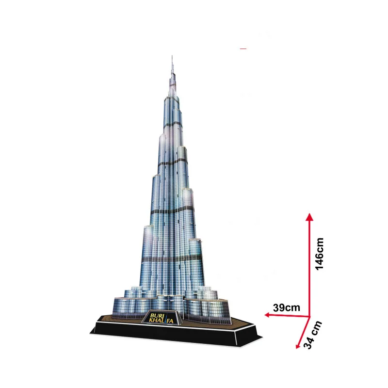 3D пазл DIY Дубай Burj Khalifa строительная модель Обучающие игрушки со светодиодной
