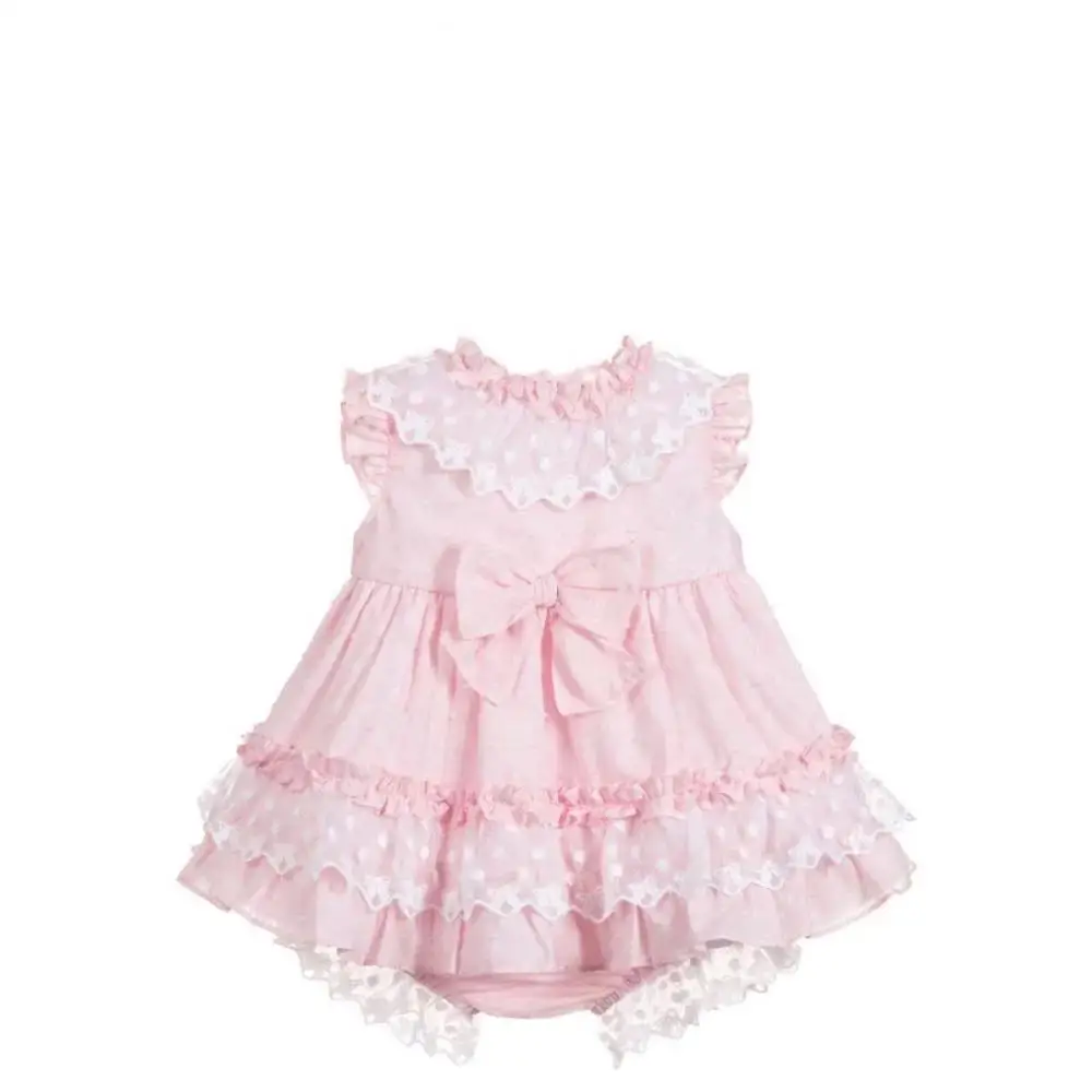 Roimyal Wholesale 2019 Spain style 2-6 years old child dress color mosaic lace bow A-line two-piece suit free shipping | Детская одежда
