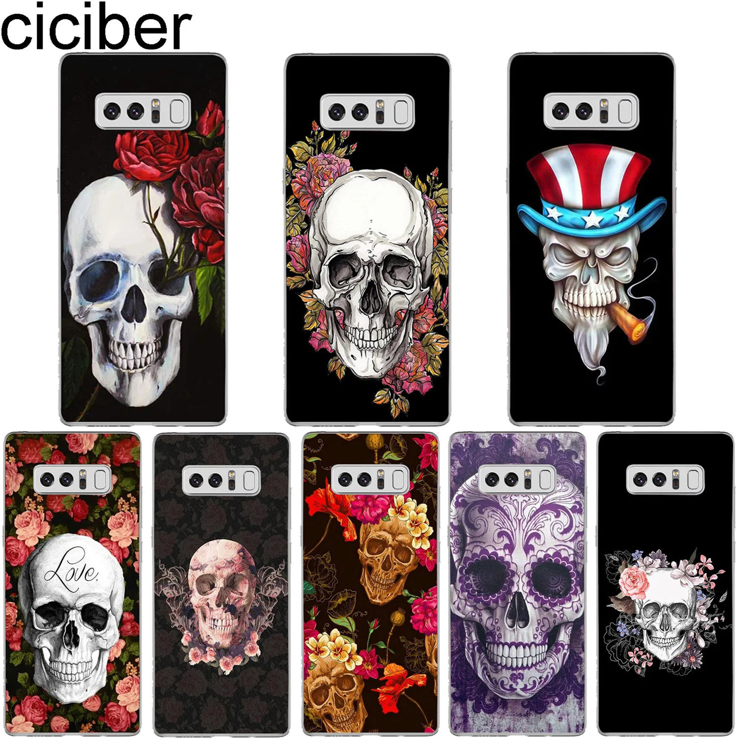 ciciber Cover For Samsung Galaxy Note 10 Plus Case 9 8 5 4 3 Phone Cases Soft Silicone TPU Shell Coque Funda Skull flower |