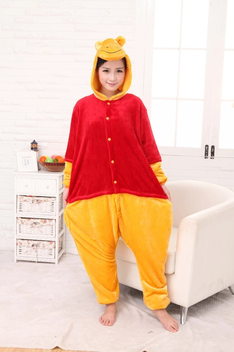 

Kigurumi Carton Animal Winnie Bear Onesies Pajamas Adults Costume Pyjamas Cosplay Pijamas Sleepwear mujer