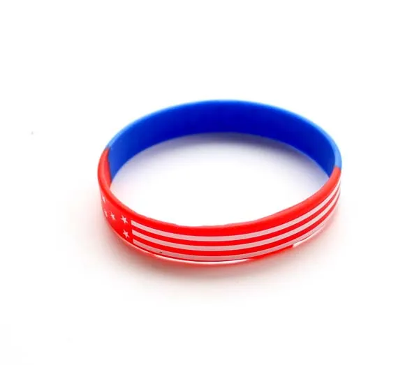 Модный унисекс несколько флагов США логотип 2 Силиконовый гелевый браслет