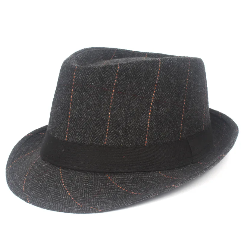 Шапка-трилби Мужская зимняя в полоску Классическая Панама с полями винтажном