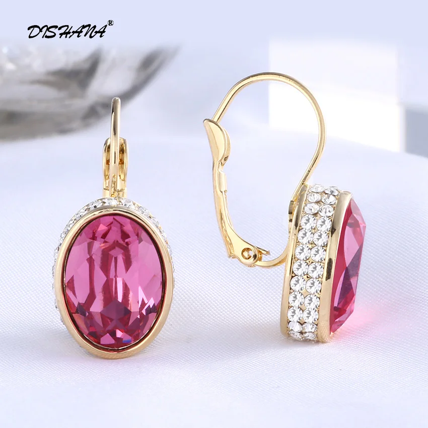 18k gold plated Кристальные Висячие серьги для женщин, роскошные серьги Mujer Moda золотого цвета, модные ювелирные изделия, геометрические массивные серьги для женщин E0177 - Окраска металла: 18k gold plated