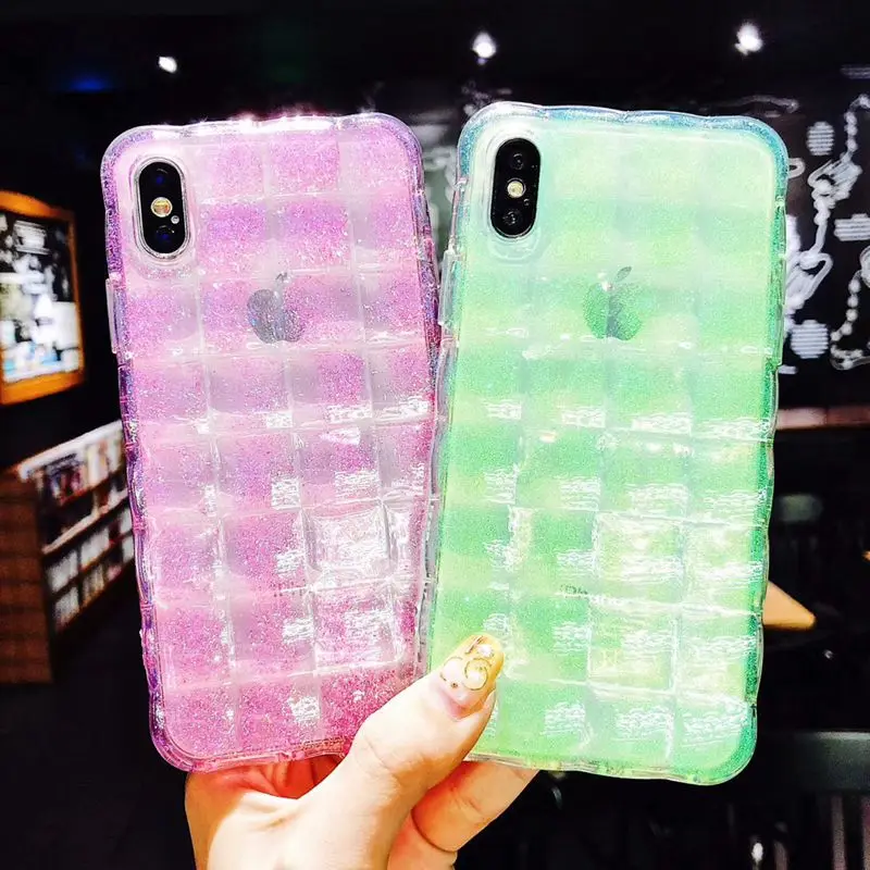 gold foil glitter transparent lattice soft tpu phone case For iphone Xs Max XR X Cover 6 Plus 7 8 Silicone shell |