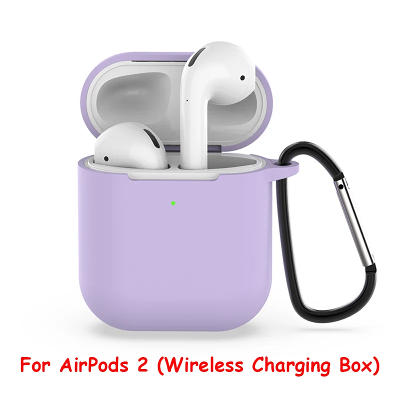 08 Новинка, чехол для наушников Airpods 2, чехол для Airpods 2, силиконовый чехол s, тонкий чехол для Air Pods 2, Противоударная зарядная коробка с крюком - Цвет: 08
