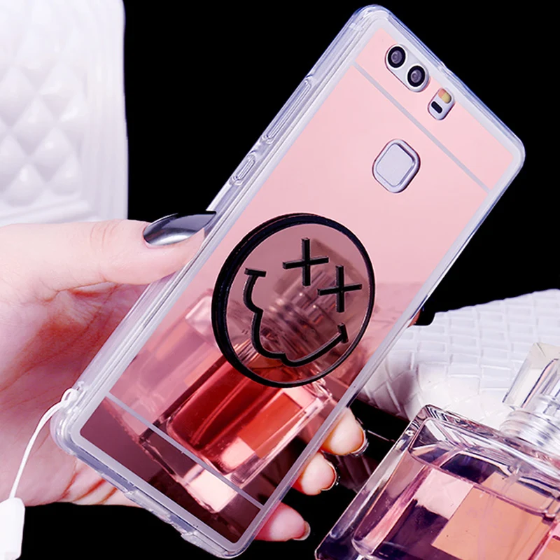 Для Huawei P9 P10 надпись на зеркале Smile чехлы для P8 Lite Plus Mate Honor 7 8 9 6X V8 Mate8 Mate9 |