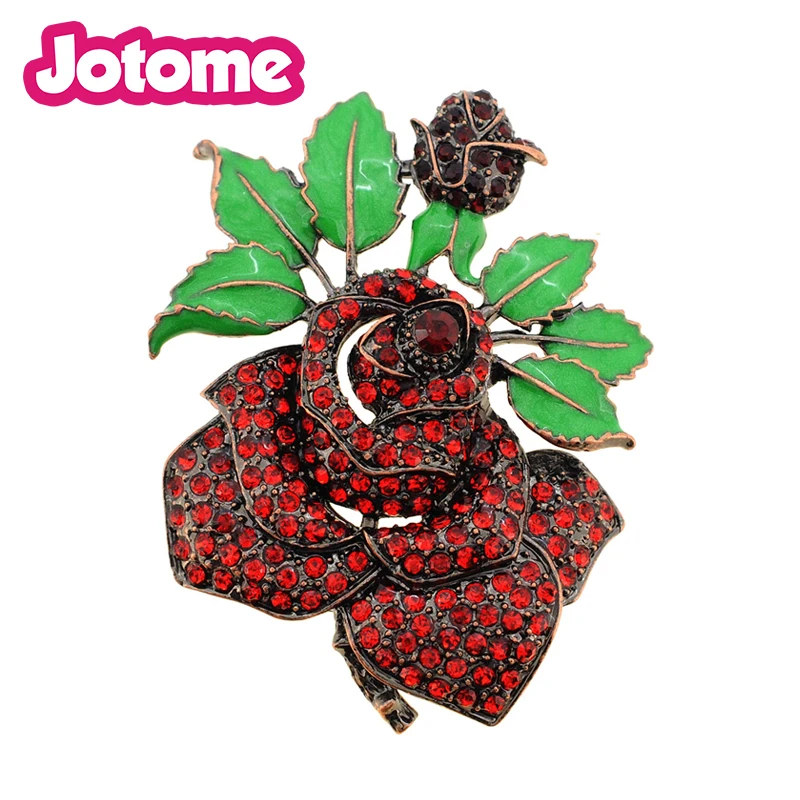 100 шт./лот для женщин Birdal Girl Prom Jewelry Красная Роза Кристалл Эмаль Цветок Булавка