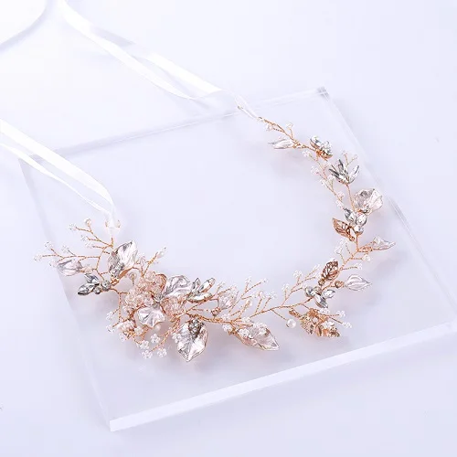 Headband Кристалл невесты оголовье Расчёска для волос, шпилька лента-ободок для волос с цветами и жемчугом тиара цветок Свадебная расческа для волос с жемчужиной Haid Band - Окраска металла: Headband