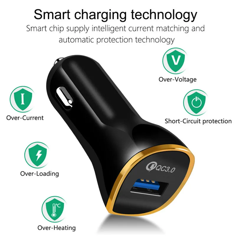 Автомобильное зарядное устройство Quick Charge 3 0 Mini USB мобильный телефон планшет GPS
