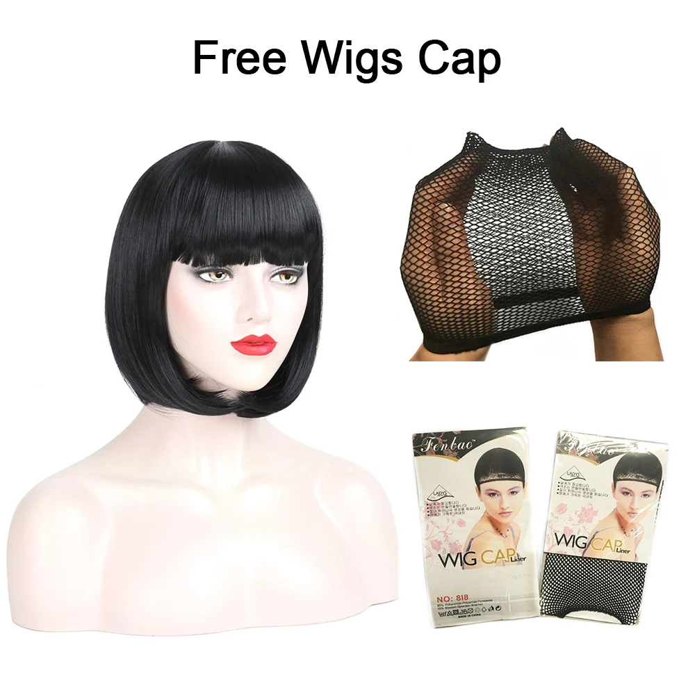 Valenwigs короткие прямые волосы в стиле Боба парики с плоской челкой синтетические