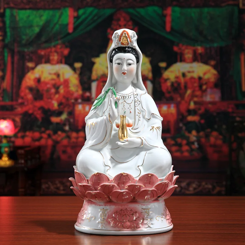12Inch White jade Буддийские Керамика Материал гироборд с колесами 8 дюймов богини богатства и богини милосердия украшение юкм Гуаньинь Бодхисаттвы - Цвет: 12Inch White jade