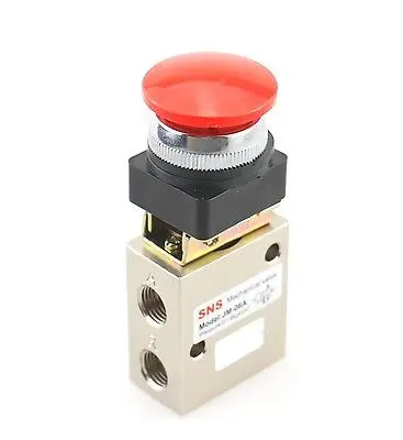SNS JM-06A 13mm Thread 3/2 Way Red Flat Push Button Pneumatic Mechanical Valve | Connectors