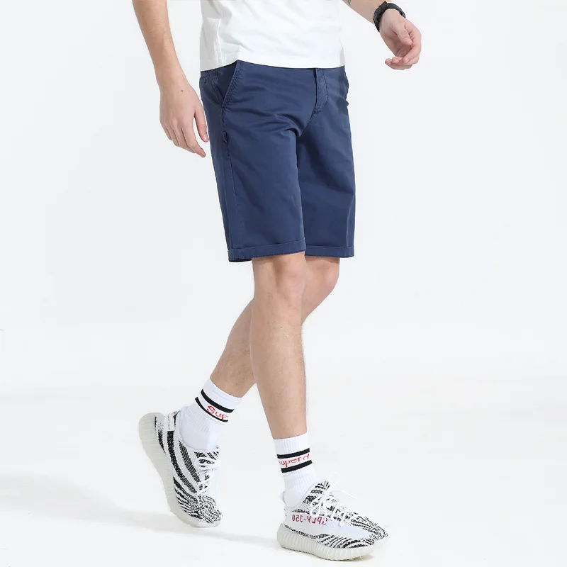 Коричневый промывают хлопок Classic Fit дышащие шорты принт Лето Повседневное