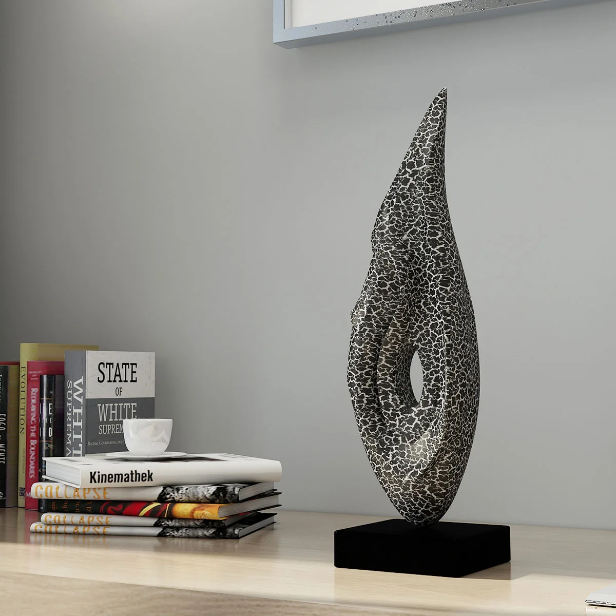 

Tooarts Beak Bird's Beak Figurine Trendy Abstract Sculpture Resin Status Cracks Patterns Negative Space Sculpture Home Decor