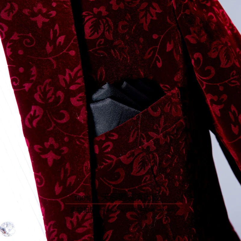 

M-XL!!! 2018 Man the groom dress Wine red shadow adult suit The singer's clothing