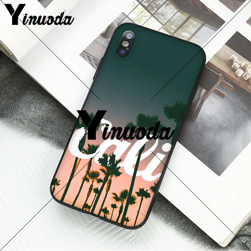 Yinuoda california trees Beach Surf Travel черный резиновый чехол для телефона Apple iPhone 8 7 6 6S Plus X XS MAX 5