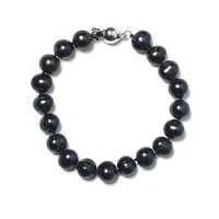 8 9 mm smooth dark black freshwater natural pearl bracelet with gloss add transparency and full