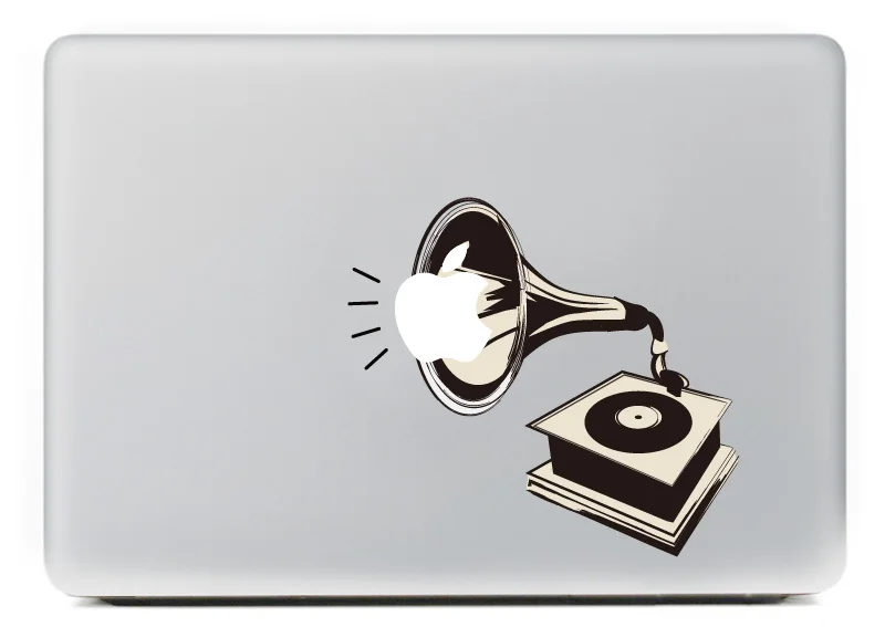 Черная Виниловая наклейка граммофона с куском мусора для ноутбука сделай сам