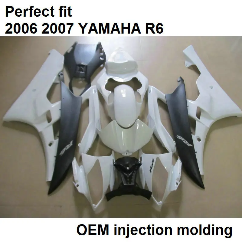 Aftermarket части тела Обтекатели для YAMAHA YZF R6 06 07 Белый Черный мотоцикл обтекатель