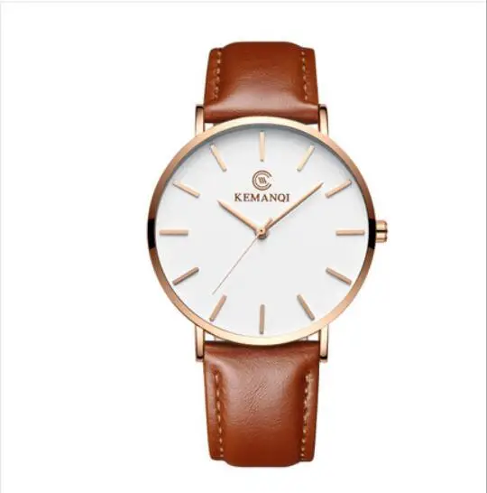 White-brown Relogio Masculino Топ бренд часы ультра-тонкие кварцевые часы для мужчин часы Бизнес наручные часы модные мужские часы erkek kol saati - Цвет: White-brown