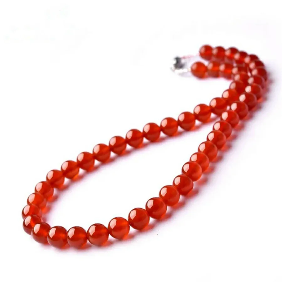 2018 Newly Genuine Natural Red Stone Necklace Quartz Crystal Round Beads Jewelry Long Chain 6mm Drop Shipping | Украшения и