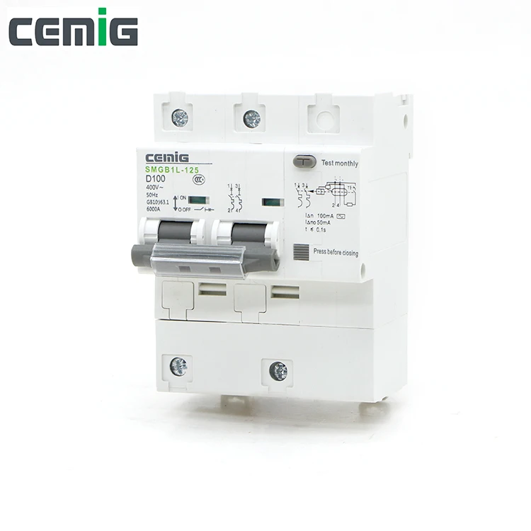 Миниатюрный автоматический выключатель цепи утечки Cemig SMGB1L 125 2P + N фазовая линия