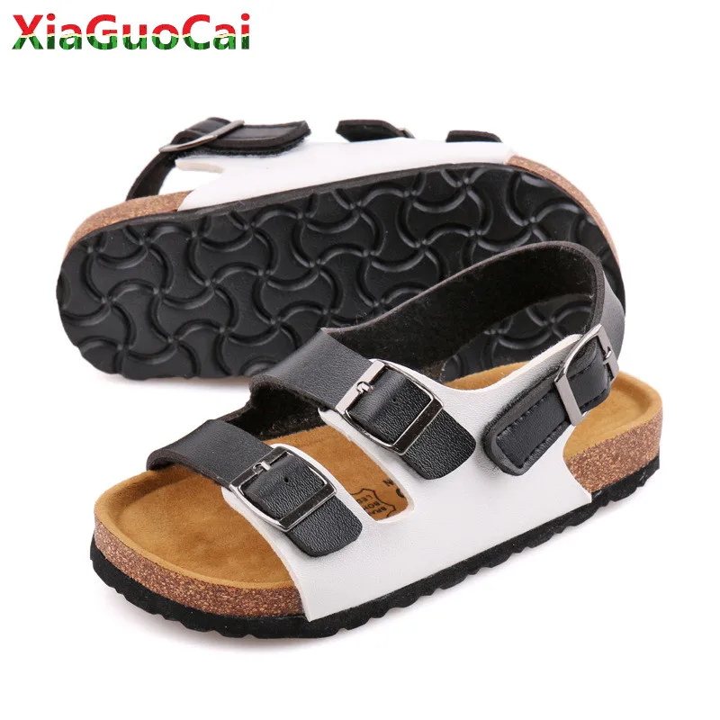 

Summer Children Sandals Kids Non-slip Open Toe Flats Shoes Boys Girls Breathable Leather Hook & Loop Beach School Sandals A89