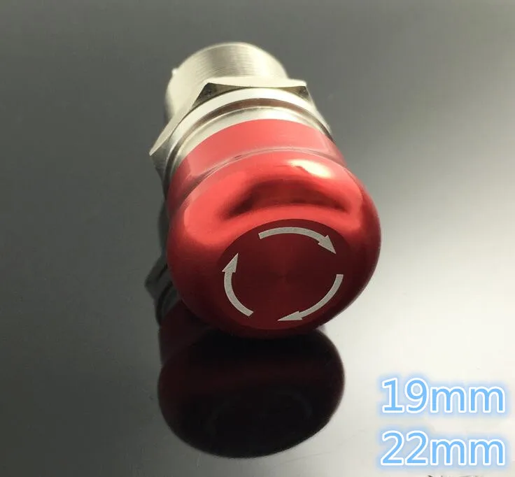 

5 Set super quality 250v 3A emergency stop switch with 304 stainless steel head e-stop switch 19mm 22mm emergency knob switch