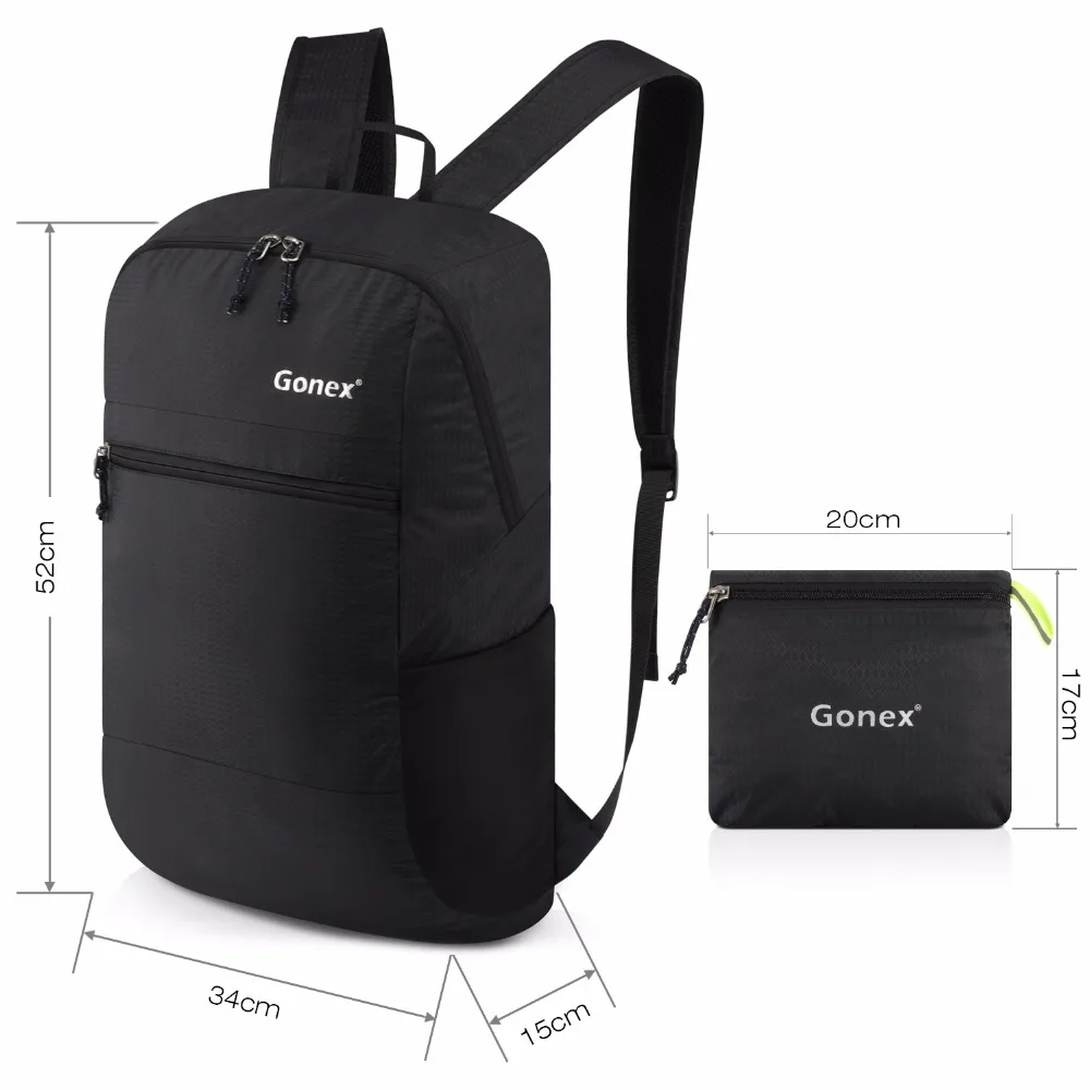 Gonex 30L Сверхлегкий упаковочный рюкзак, повседневная нейлоновая складная сумка на плечо для путешествий, кемпинга, школы, шоппинга