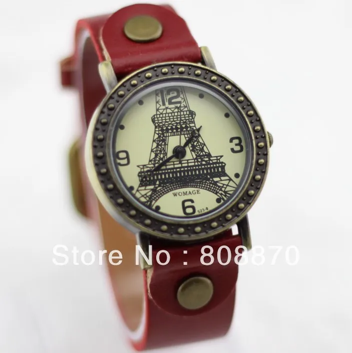 Woman Casual Watch Eiffel Tower Surface Fashion Quartz Watches Leather Strap 3 Colors lady dress watches Hot Sale wristwatches | Наручные