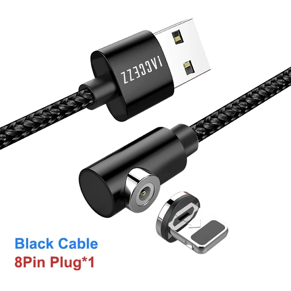 For iphone Black ACCEZZ Магнитный usb кабель для зарядки 2 м для iPhone XS MAX XR 8 7 Plus магнитное зарядное устройство для samsung S10 S9 линия зарядки мобильного телефона - Цвет: For iphone Black