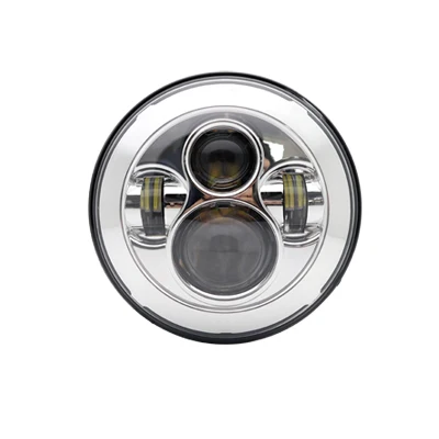 Серебристый Мотоцикл фара 7 дюймов мотоцикл Проектор Hi/Lo LED лампочка фары мотоцикл светодиодный свет Высокий Низкий Луч - Цвет: Серебристый