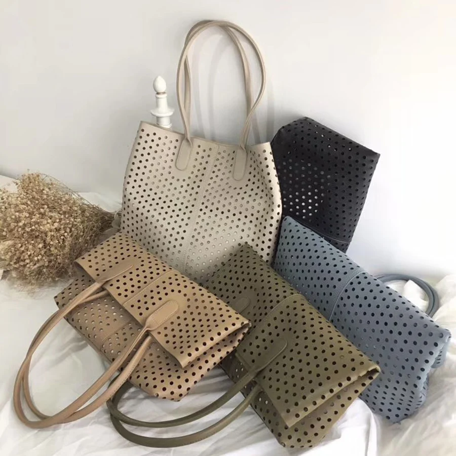 Большая вместительная сумка с дырочками Женские повседневные сумки на плечо