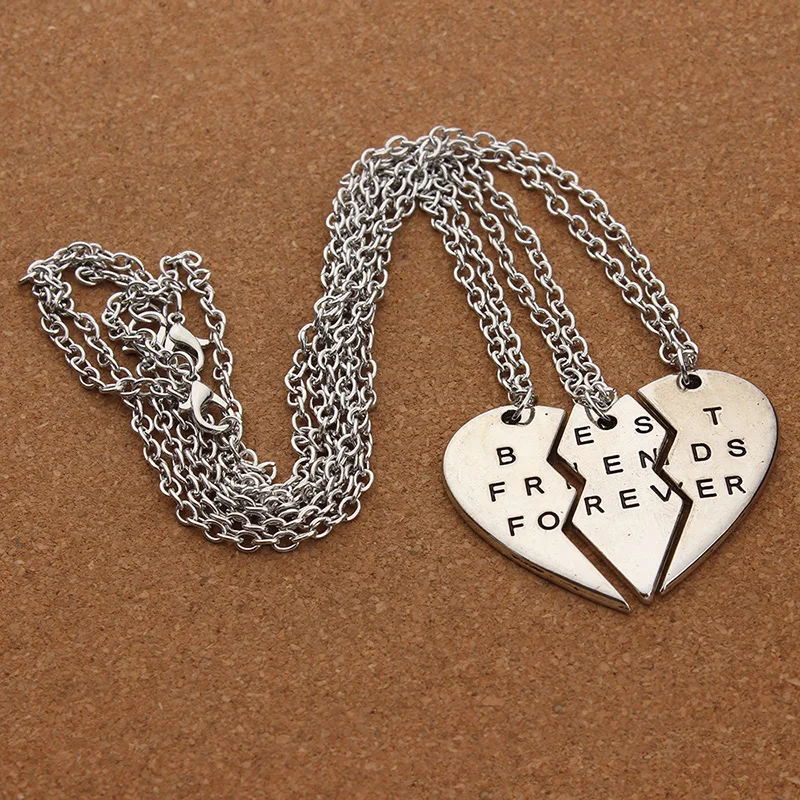 Цепочка многослойная из серебра с надписью Best Friend Forever|best friends forever necklace|friends