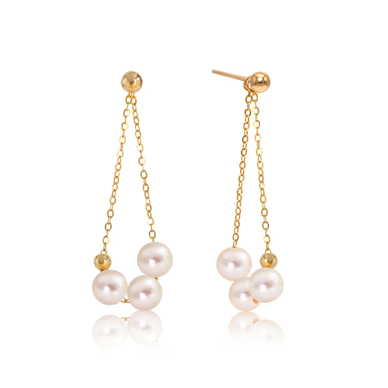 Женские серьги подвески из розового золота QYI 18 К с натуральным культивированным